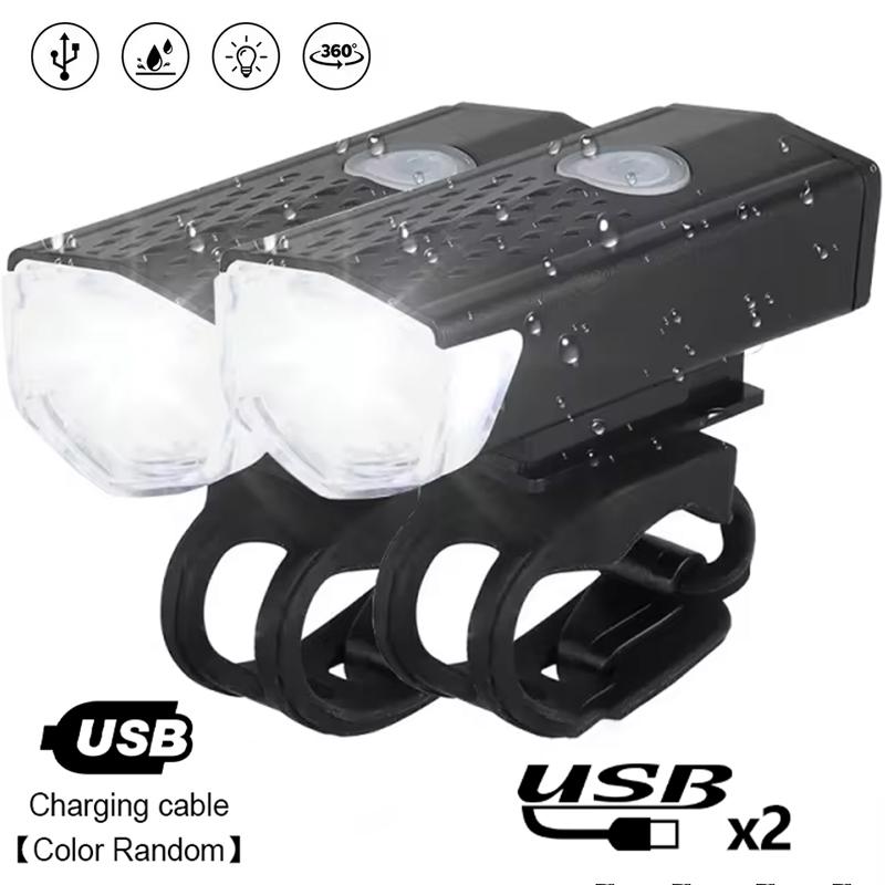 Bicycle Light Set Front Light with Taillight Rechargeable Bike Light Easy to Install Bike Headlight Night Cycling Warning Lamp