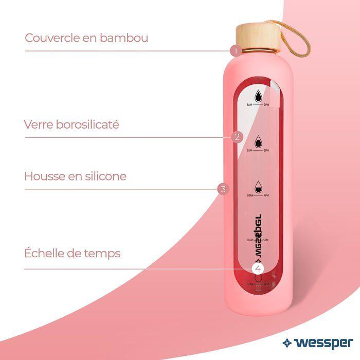 Bouteille isotherme - wessper - wes260 - verre borosilicate - 1l - étanche et écologique