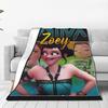 Warm Soft Blanket Airplane Travel Zoey Huntrix KPop Demon Hunters Throw Blanket Flannel Bedspread For Couch Chair Sofa Bed Cover