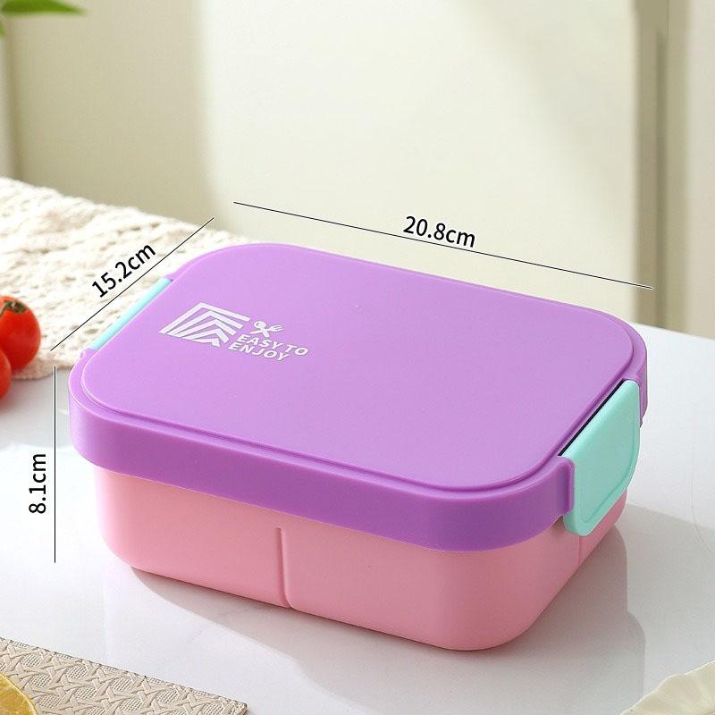Portable Lunch Box Plastic Bento Box Microwave Heated Lunch Box with Fork&Spoon Tableware Picnic Food Fruit Container Dinnerware