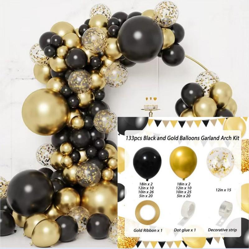 Black Gold Series Balloon Set for Birthday Party Decoration