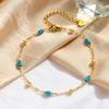 Handmade Turquoise Bead Anklet for Women, Adjustable Summer Beach Boho Style Foot Jewelry
