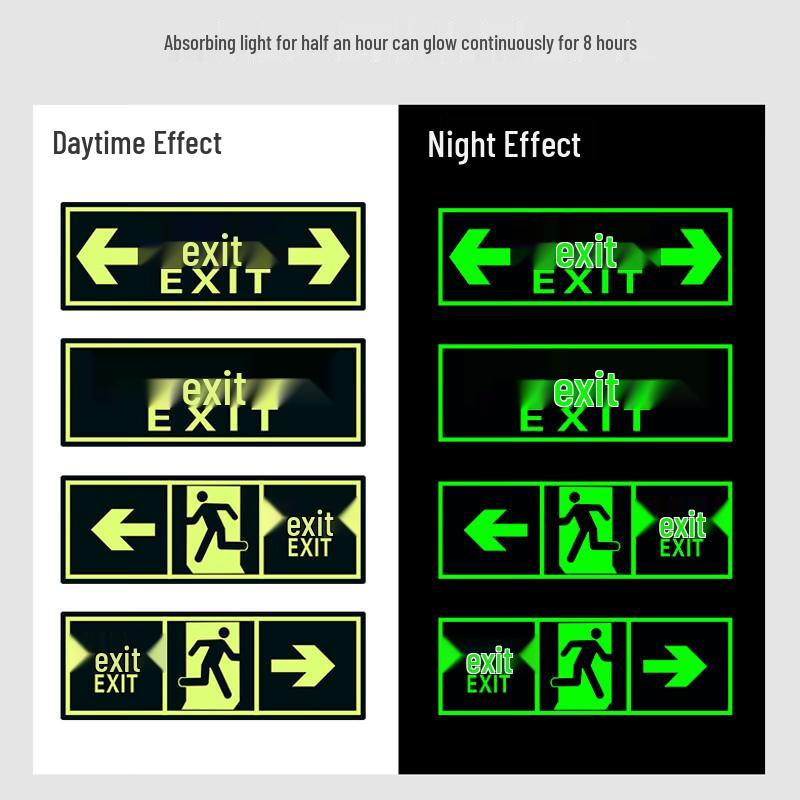 Luminous Safety Exit Floor & Wall Decal Signs (5-Pack)