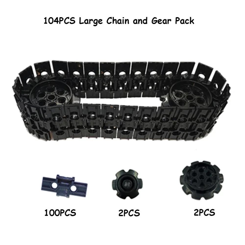 Legoeds-compatible Technical Tracks and Wheels Pack Gears and Axle Set Tank Chain Crawler for 3711 3873 57518 88323 15379 14696