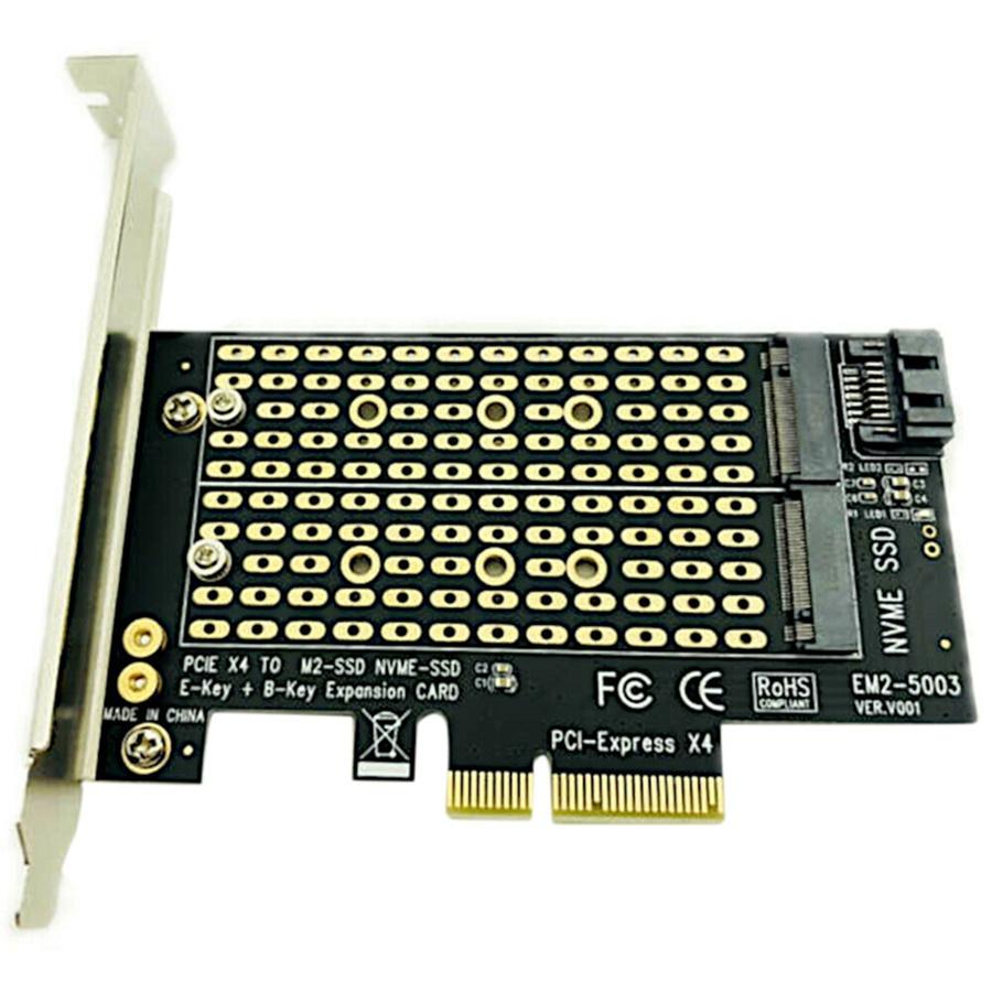 Адаптерная карта M.2 NGFF на настольный PCIe x4 x8 x16 NVMe SATA для двух SSD PCI Express