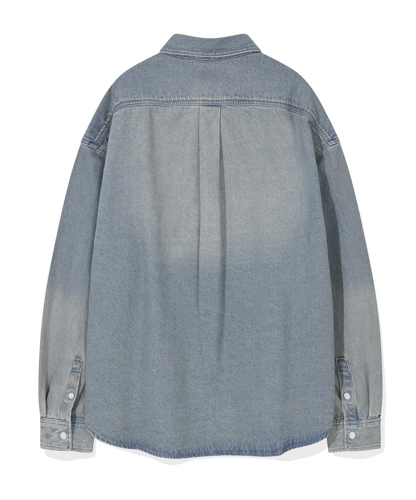 WACKY WILLY Washed Denim Long Sleeve Shirt Blue
