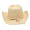 White Beach Hat Knight Western Cowboy Straw Hat Sunscreen Visor Mesh Jazz Hat Men'S And Women'S