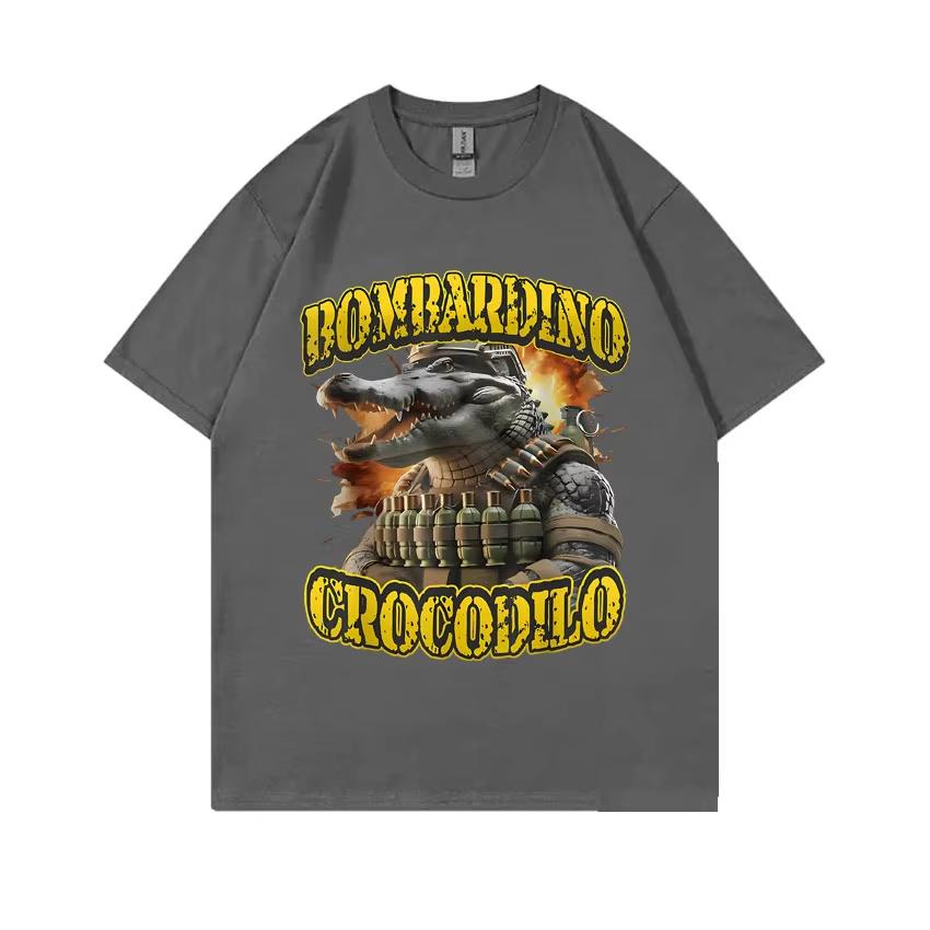 Bombardiro Crocodilo Graphic Tshirt Italian Brainrot Funny Tshirt Men Women Casual Joke Humor T-shirt Male Fashion Streetwear