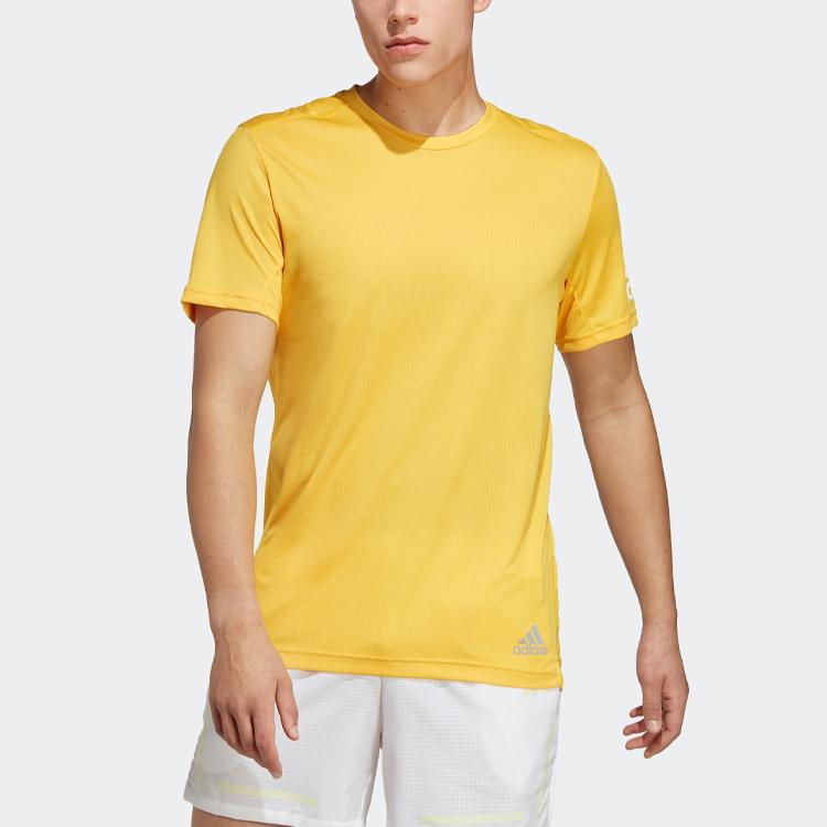 Adidas Run It Letter Logo Print Crew Neck Short Sleeve T-Shirt Men Tops Sun-Yellow IC7647