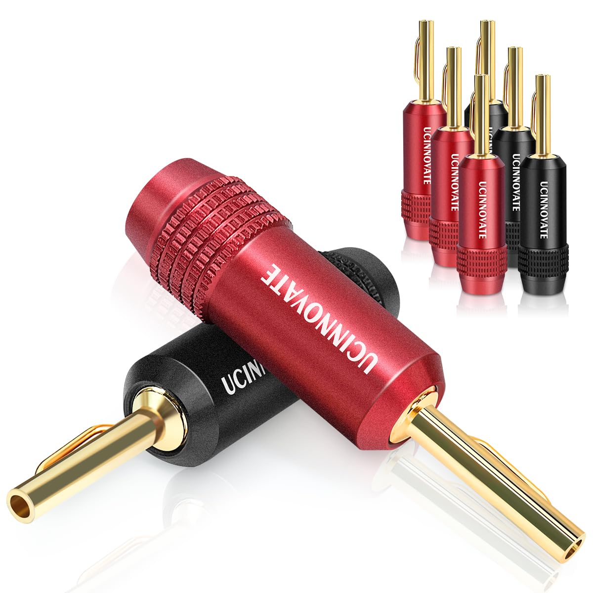 

UCINNOVATE Позолоченные 8 шт. Штекеры типа банан с пинами для акустического провода AWG 10-18, совместимые с ресиверами для домашнего кинотеатра и аудиофилов золотой