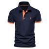 Herren Mesh-Poloshirt mit Umlegekragen und zinnoberfarben gesticktem Reh, Kurzarm, Weiß