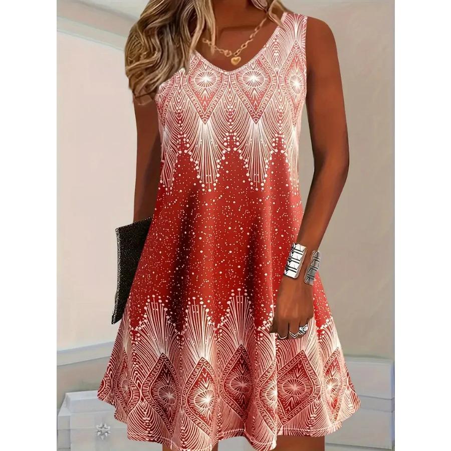 Dámské oblečení velikosti 3XL Plus Size, Street fashion mini šaty s 3D potiskem, Letní bez rukávů, Kulatý výstřih, Volné, Ležérní dámské šaty