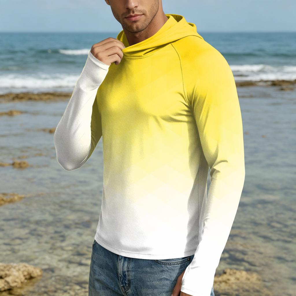 Herren UPF50+ Sonnenschutz Hoodie Langarm Schnelltrocknend Leicht Atmungsaktiv Sportshirt für Outdoor-Aktivitäten