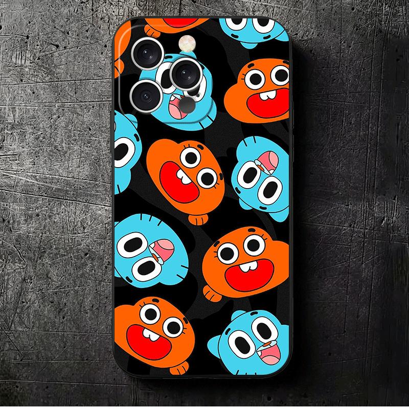 

A-Amazing World G-Gumball Soft Phone Case for iPhone 16 16E 17 Air 15 Pro Max 14 Plus 13 Mini 11 12 7 Black Cover Back Shell iPhone 12
