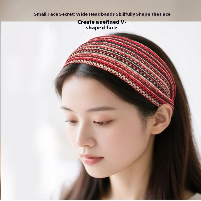 Wide Edge Hairband Hair Clip Ethnic Style Hair Accessory Toothed Anti-Slip Versatile For Covering Gray Hair And Frizz For Women
