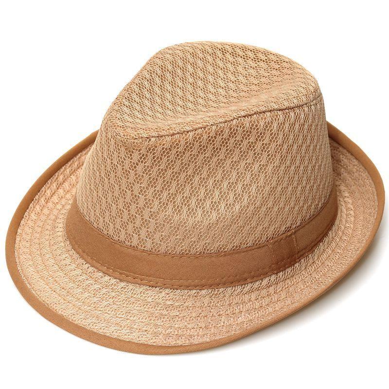 

Шляпа Мужская летняя шляпа-цилиндр, солнцезащитная шляпа, классная шляпа, повседневная уличная сетчатая летняя дышащая соломенная шляпа 58cm