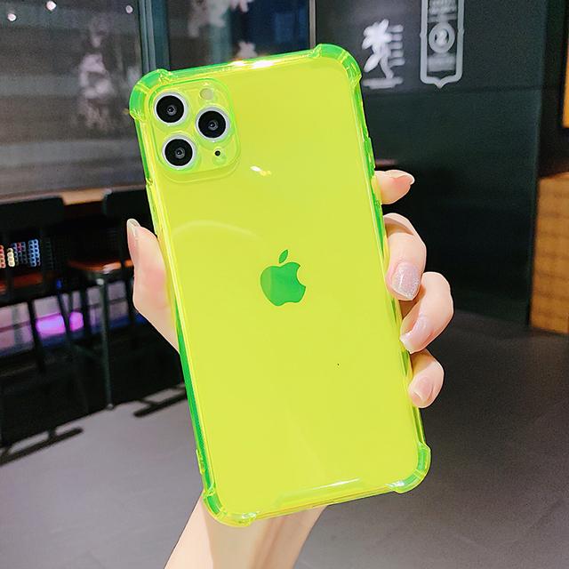 Neon Fluorescent Color Soft Tpu Silicone Phone Case For Iphone 14 13 12 Pro 7 8 Plus 14pro Xr X Xs Max Clear Back Cover Funda