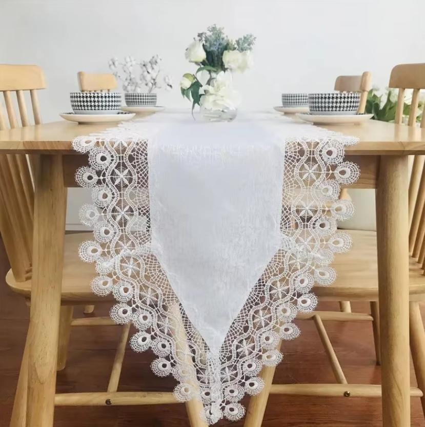 

European White lace Table Flag Bar shaped Tablecloth For Coffee Table And Shoe Cabinet Tablecloth Decoration Cover Cloth about 40x150cm