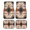 4 PCS New Bohemia Style Car Foot Pads Front Rear Botanical Prints Floor Mat Set Decorative Car Interior Rugs Automotive Supplies