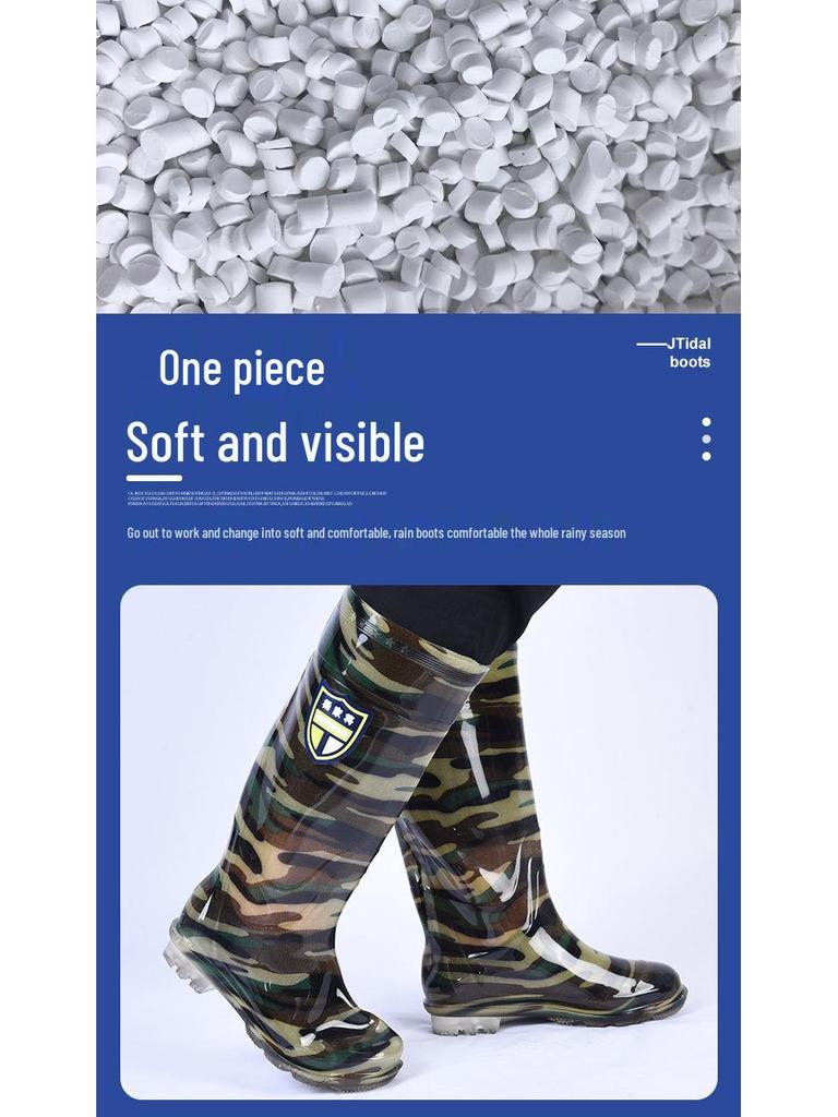 Men's High-Top Non-Slip PVC Construction Rain Boots - Wear-Resistant, Water-Resistant Mid-Calf Rubber Shoes