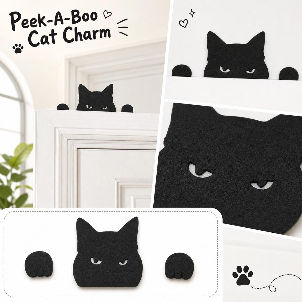 Metal Cat Door Frame Decoration Small Size Peeking Cat Design Indoor Door Top Ornament for Home and Holiday Use Durable Iron Material