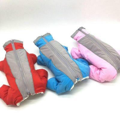 Praktische Jacke, dicker Overall, Hundemantel, Schneeanzug, Haustier-Welpen-Hundekleidung, Kapuzenpullover, Fleece, Winter, reflektierend, warm