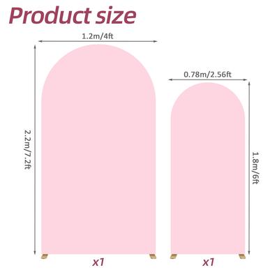 7.2FT 6FT Arch Pink Arch Backdrop Cover Arch Covers Set of 2, Double-Layer Arch Stand Cover for Baby Shower Birthday Party