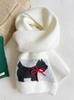 Sweet Cool Rabbit Handmade Bow Winter Warm Scarf Women's Winter Knitted Wool Imitation Cashmere Scarf Solid Color Cartoon