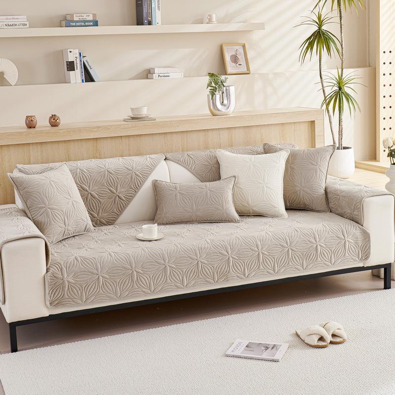 Winter Sofa Cushion Thickened Super Soft Plush Cushion Non-slip Leather Sofa Back Cushion Cover Nordic Simple