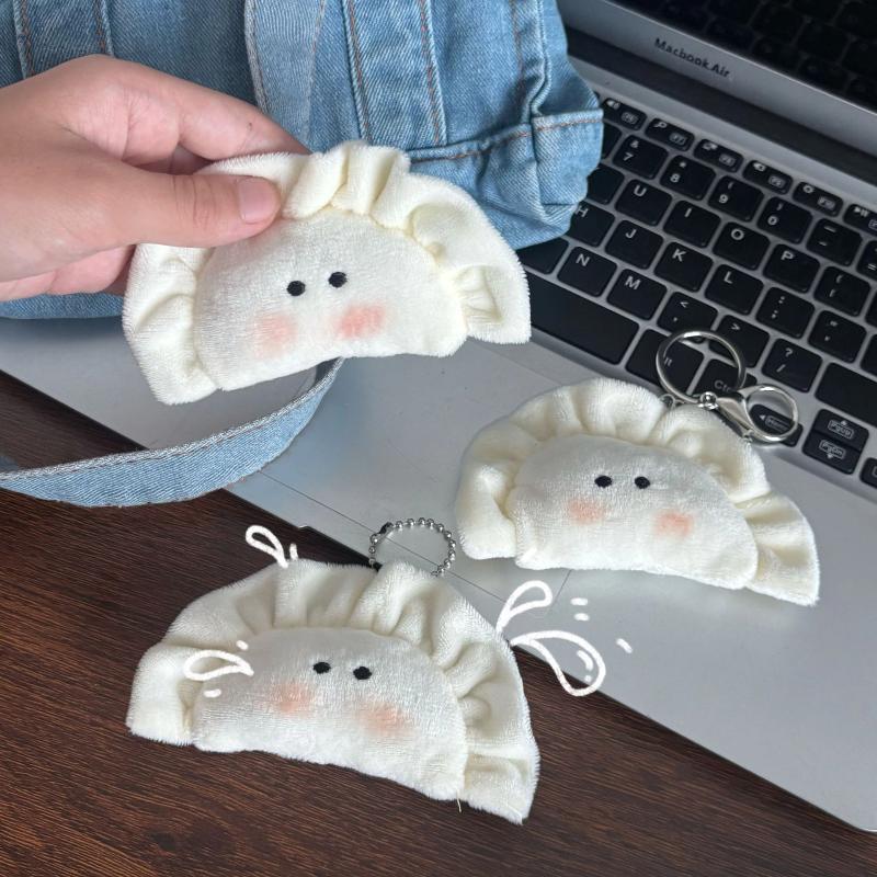 Cute Plush Dumpling Pendant Keychain Soft Stuffed Keyrings For Boy Girl For Bag Decorations Plush Toys Student Accessories