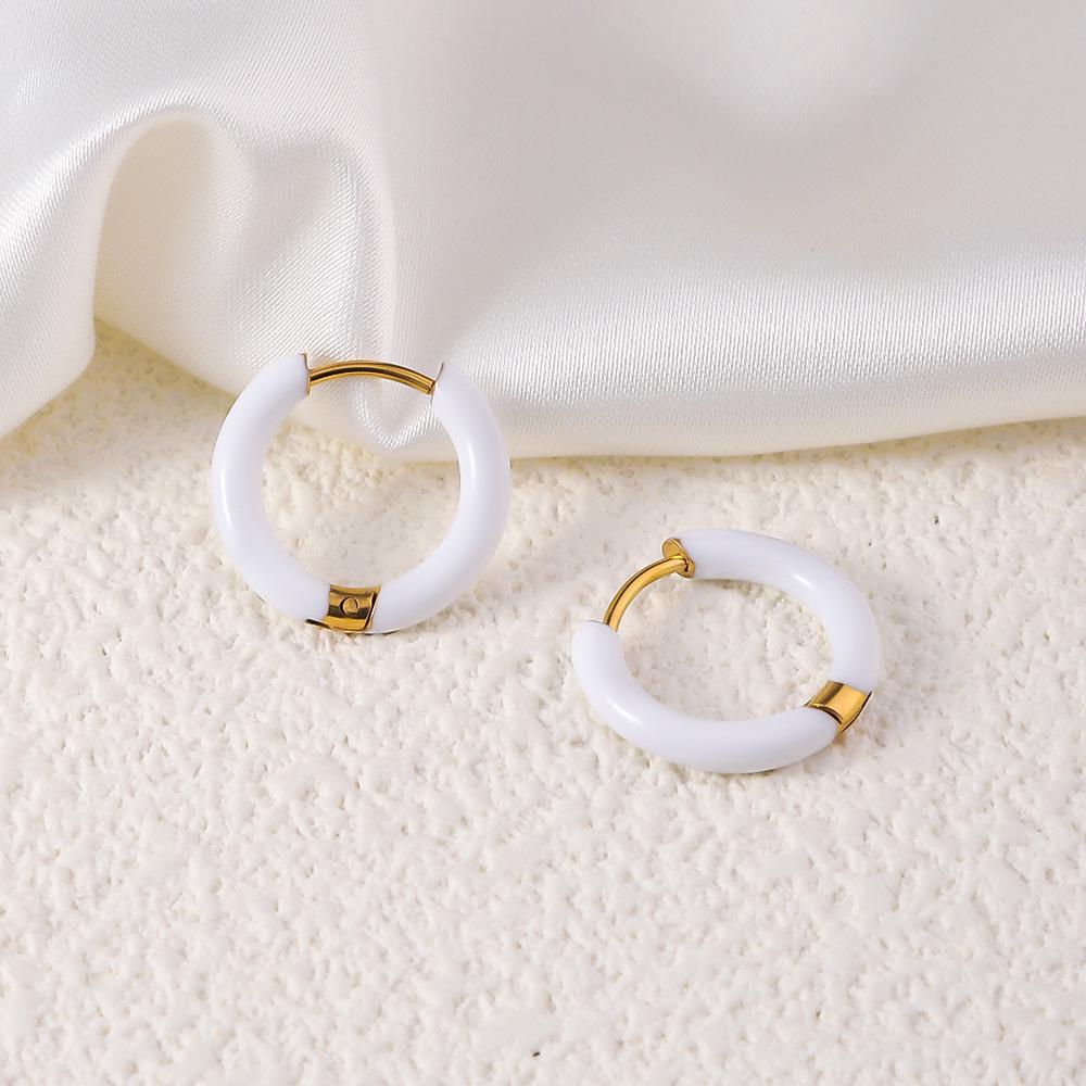 Colorful Series 18k Gold Titanium Steel Drip Oil Stud Earrings for Women
