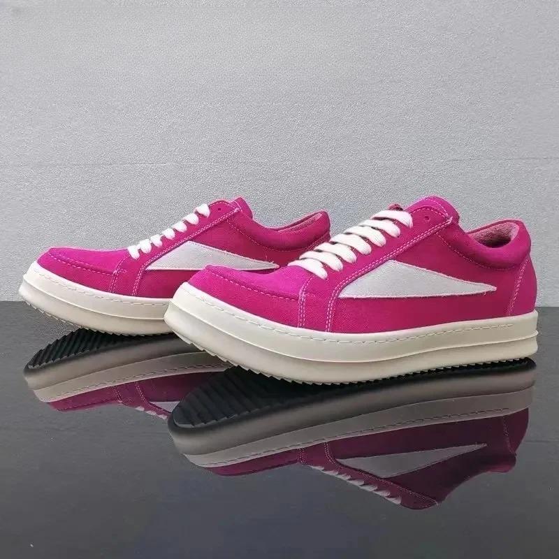 Rock Vintage Men Genuine Leather Round Casual Shoes Luxury Trainers Lace Up Women Flat Sneakers Hip-hop Street Dunk Shoes