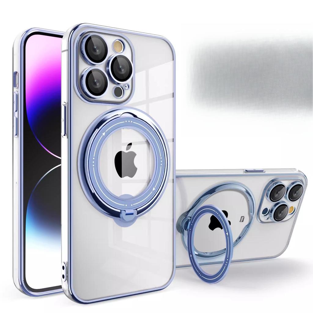 Applicable To IPhone16ProMax Magnetic Charging Mobile Phone Case Transparent Rotating Bracket Apple 15 Anti-fall Protection Case 14