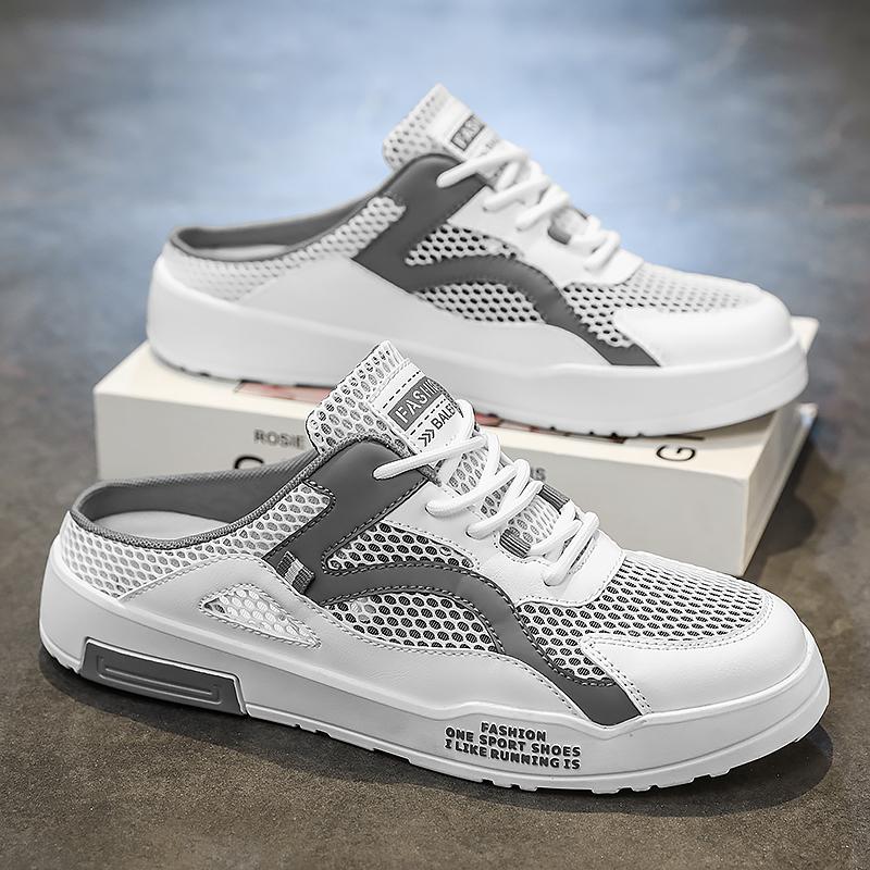 

Мужская спортивная обувь Летние мюли с открытой спиной Повседневные сандалии Кроссовки Сабо Обувь для студентов Тапочки больших размеров EU: 44 серый