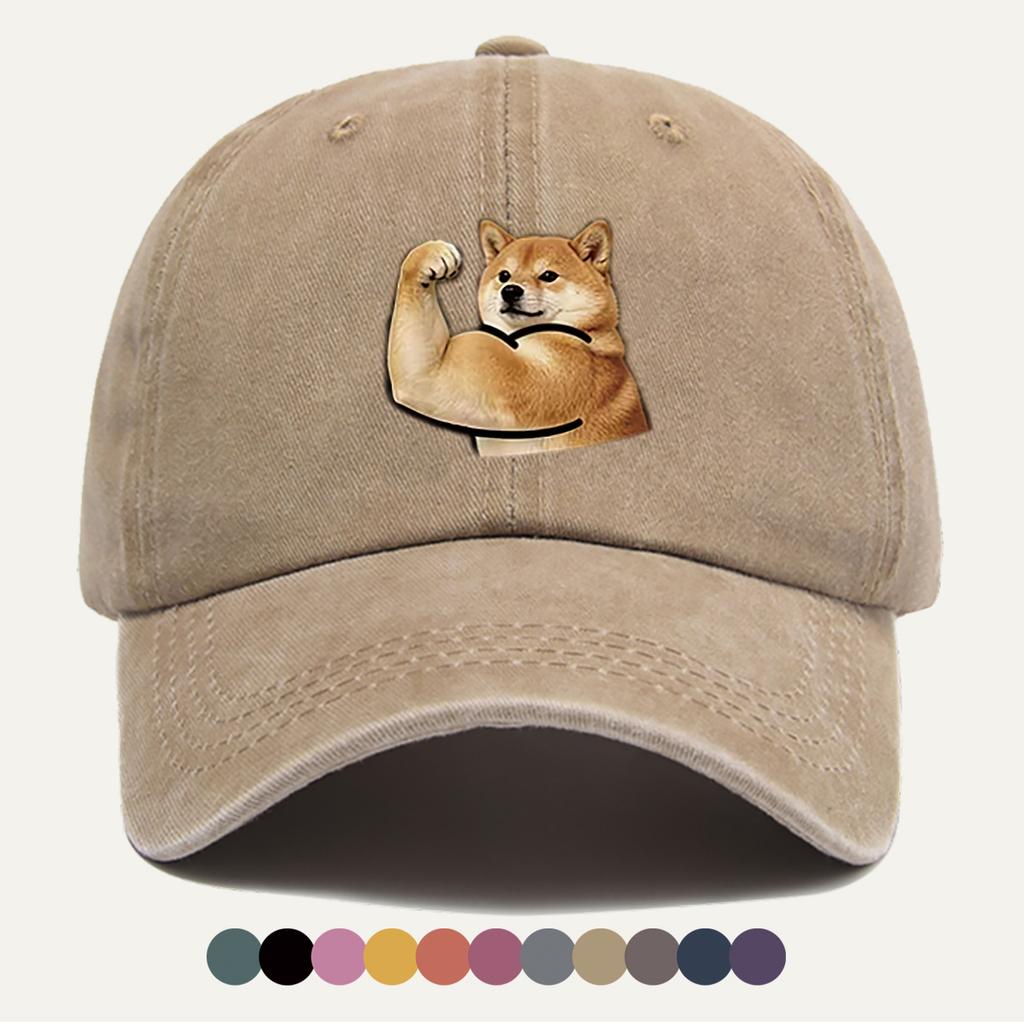 pc Shiba Inu Muscle Arm Fun Print Baseball Cap Individual Trendy Duckbill Hat Adjustable Size Fashion Street Style Headwear