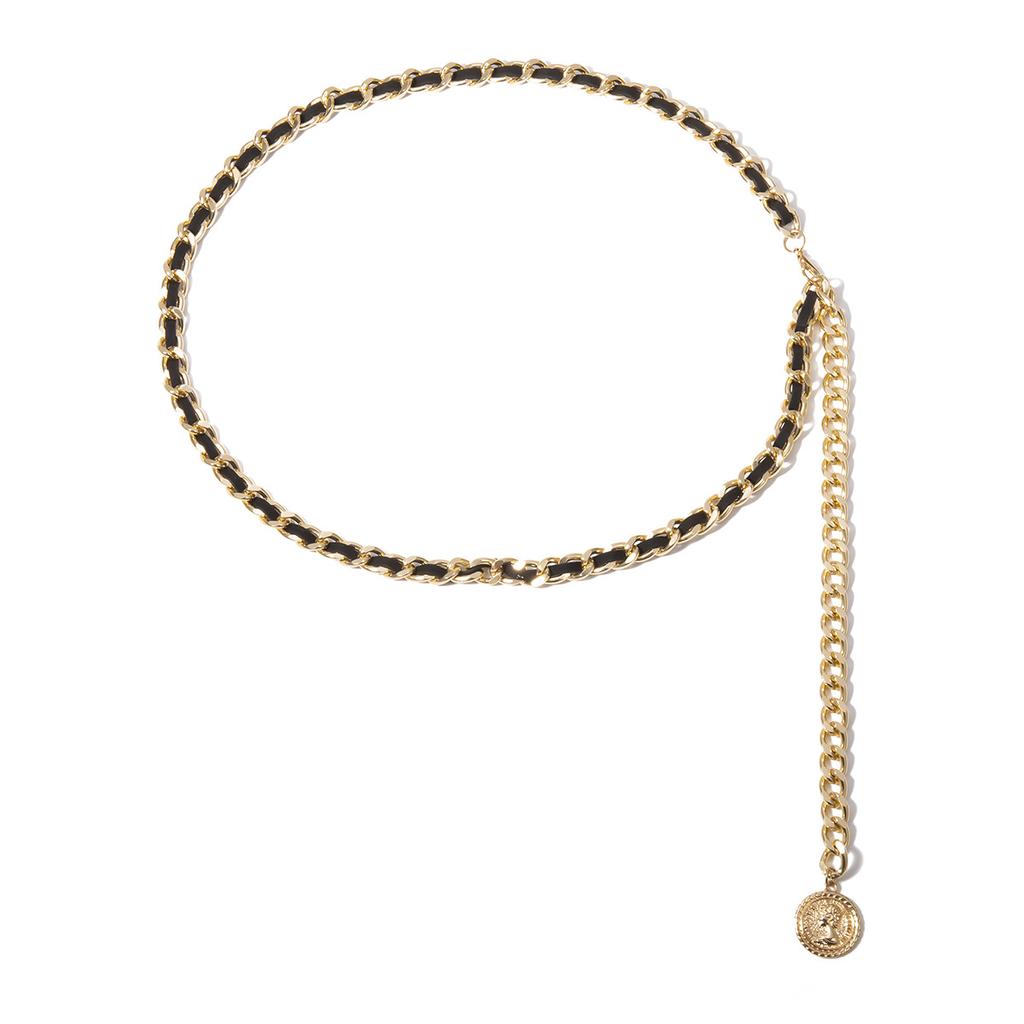 Retro Sexy Fashion Multi-Layer Body Chain, Personalized Geometric Portrait Chain Flannel Waist Chain