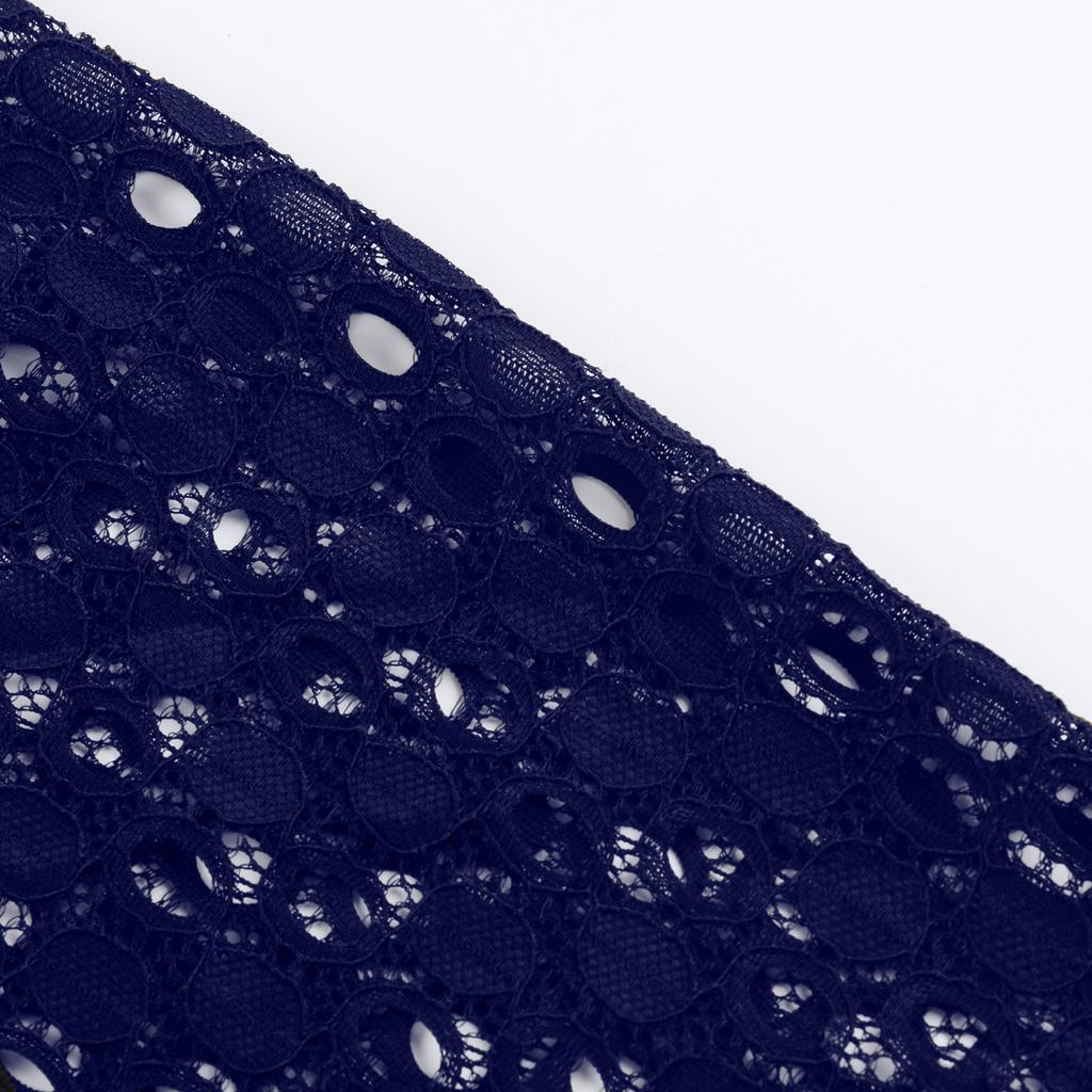 Dámské módní ležérní šaty s dlouhým rukávem, sexy kulatým výstřihem a krajkovým prošíváním