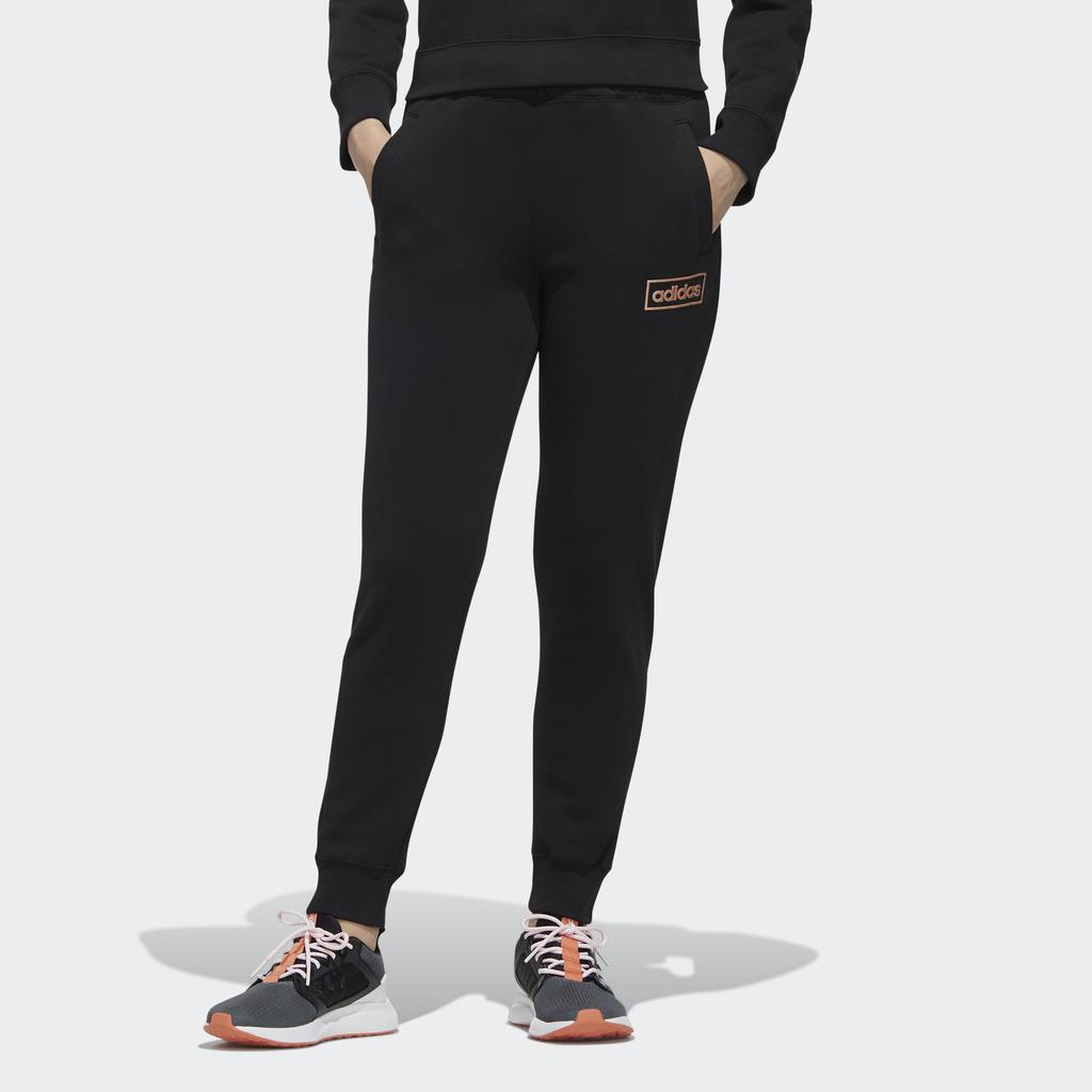 Adidas Neo Womens Fleece Jogger Pants With Logo Women Bottoms Black FP7410