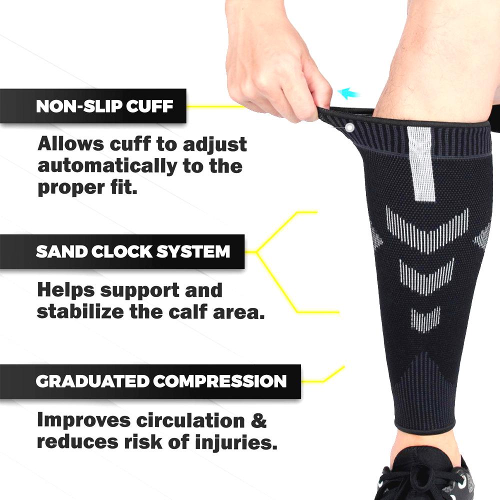 Bracetop 1 Pair Sports Calf Compression Sleeves For Runners Shin Splint Varicose Vein Pain Relief