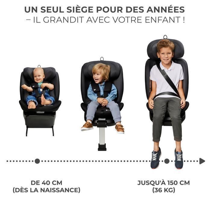 Siège-Auto Enfant Kinderkraft I-360 I-SIZE, 40–150cm, Pivotant 360°, ISOFIX, Jambe De Force, H-GUARD, Appui-Tête Réglable, Gris