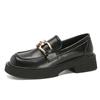 Loafers women's 2025 new spring and autumn black platform British style small leather shoes commuting single shoes versatile with skirt