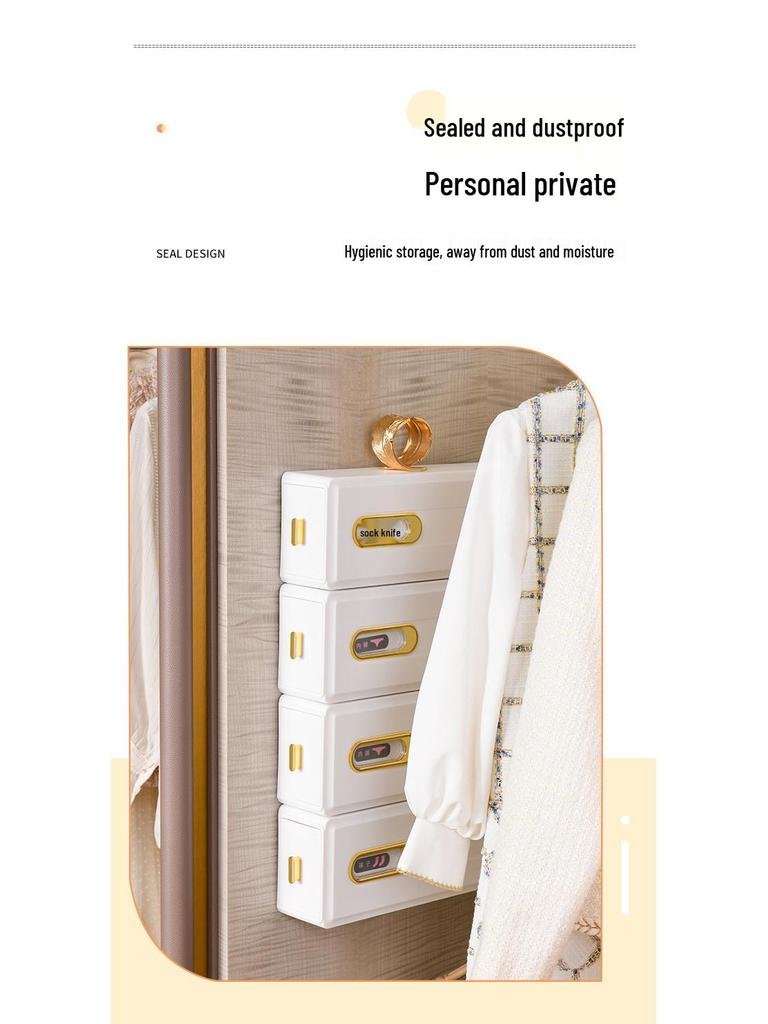 Wall-Mounted Sock & Underwear Organizer: Drawer-Style, Grid Design, Space-Saving Solution