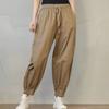 Yousheng Women Harem Pants Solid Color Casual Trousers with Drawstring Waist Loose Fit Lounge Pants Daily Wear
