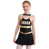 Girls Sleeveless Round Collar Letter Print Crisscross Straps Hollow Back Cheerleading Dance Dress