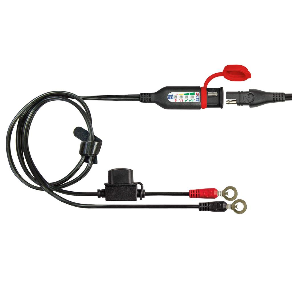 TecMate (Official) Optimate Cable O-128v2, Status/Charging System Monitor, Ring Terminal Harness for Boats and Cars