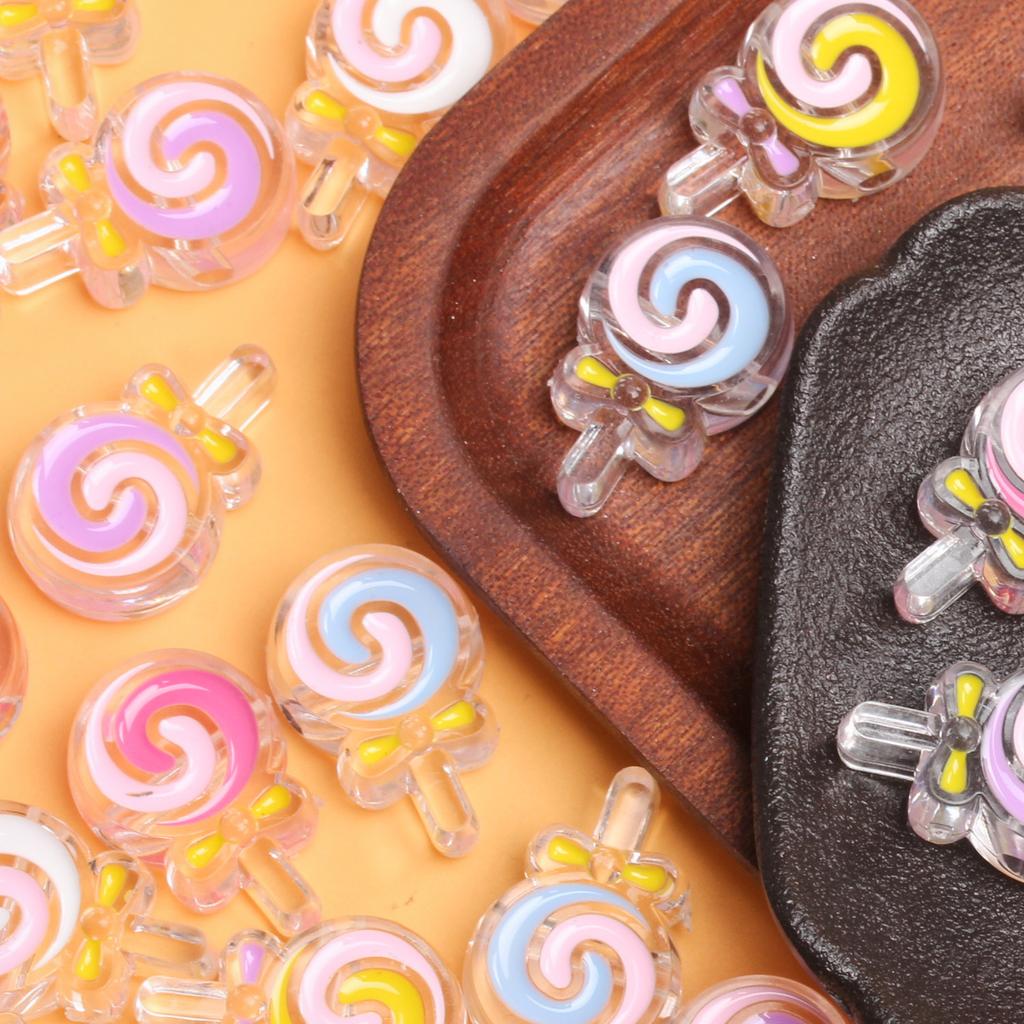 200pcs Lollipop Drip Oil Acrylic Loose Beads Hair Accessories Bracelet Beaded DIY Handmade Head Rope Material Mobile Phone Chain