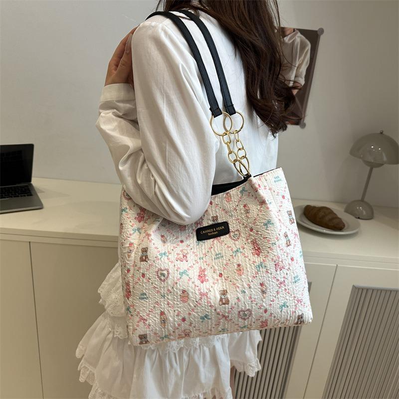 Little Fresh Fairy Canvas Bag Shoulder Handbag Small Sweet Embroidery Literary Commuter Large Capacity Vest Bag