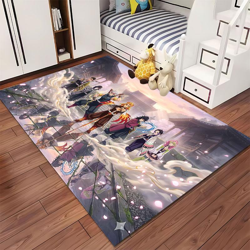 Anime Warriors with Swords Carpet suitable as a non-slip mat for the living room or bedroom sofa