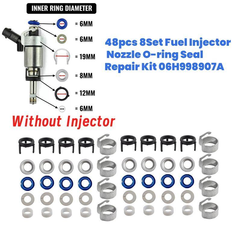 48Pcs/8Set Fuel Injector O-Ring Seal Repair Kit 06H998907A For A3 A4 A5 A6 Q5 VW Golf Jetta CC 1.8 2.0T 06J998907A