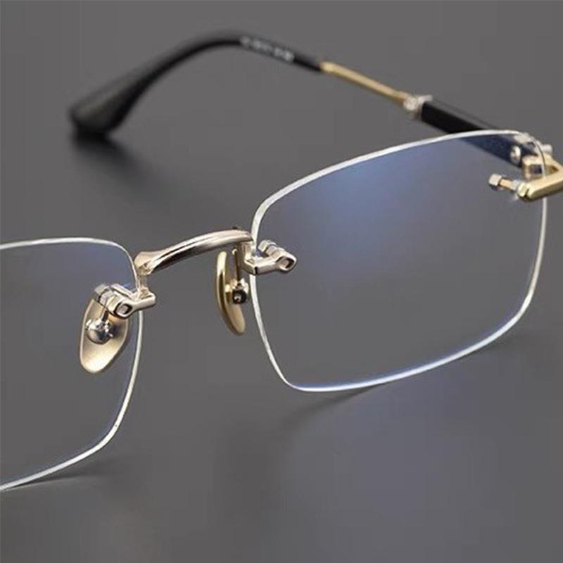 New Retro Frameless Business Frame Hd Reading Glasses Men's Square Frame Anti-blue Light Reading Glasses For Elderly PeopleJH262